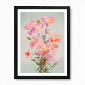 Snapdragons Flowers Acrylic Painting In Pastel Colours 1 Art Print