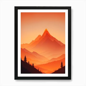 Misty Mountains Vertical Composition In Orange Tone 300 Art Print