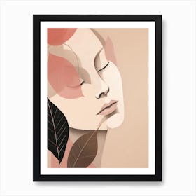 Portrait Of A Woman With Leaves 3 Art Print