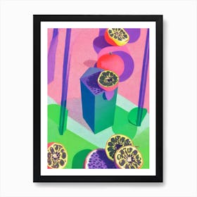 Passionfruit 1 Risograph Retro Poster Fruit Art Print