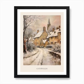 Vintage Winter Painting Poster Cotswolds United Kingdom 1 Art Print