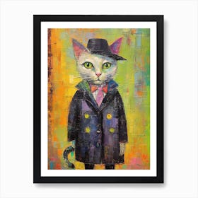 Cat Purrfect Portrait; Stylish Oil Strokes Art Print