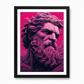  Poseidon In The Style Of Magenta Detailed Depiction 1 Art Print