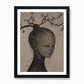 Woman With Branches On Her Head Art Print