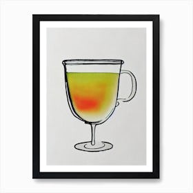 Mexican MCocktail Poster artini 2 Minimal Line Drawing With Watercolour Cocktail Poster Art Print