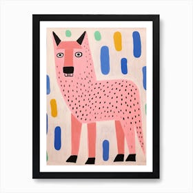 Pink Polka Dot Arctic Wolf 2 Art Print