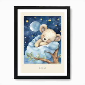 Baby Koala 1 Sleeping In The Clouds Nursery Poster Art Print