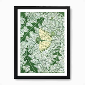 Butterfly on Dandelions Art Print