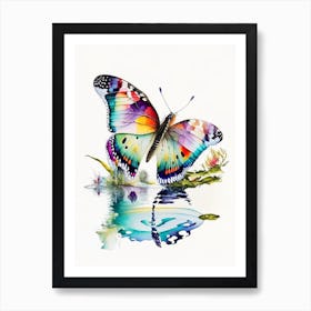 Butterfly On Lake Decoupage 3 Art Print