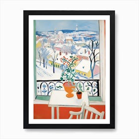 The Windowsill Of Oslo   Norway Snow Inspired By Matisse 3 Art Print