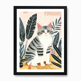 American Shorthair Cat Storybook Illustration 1 Art Print