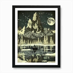 Lake With Mountains And Trees Art Print