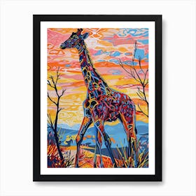 Colourful Giraffe With Patterns 7 Art Print