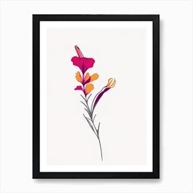 Snapdragon Floral Minimal Line Drawing 1 Flower Art Print