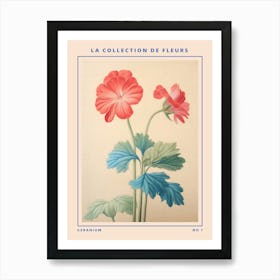 Geranium French Flower Botanical Poster Art Print