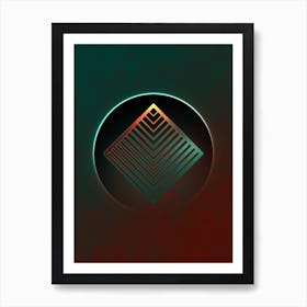 Geometric Neon Glyph on Jewel Tone Triangle Pattern 128 Art Print