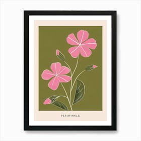 Pink & Green Periwinkle 2 Flower Poster Art Print