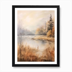 Lake In The Woods In Autumn, Painting 63 Poster