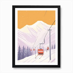 Lake Louise Ski Resort   Alberta, Canada, Ski Resort Pastel Colours Illustration 2 Art Print