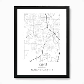 Tigard,United States Minimalist Map Art Print