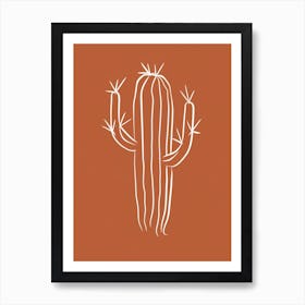Cactus Line Drawing Crown Of Thorns Cactus 2 Art Print