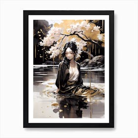 Asian Girl In Water 1 Art Print