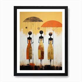 Three Women With Umbrellas | Boho Style Art Print