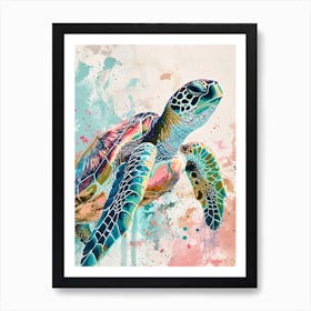 Paint Splash Pastel Sea Turtle Art Print