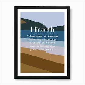 Welsh Hiraeth Quote Beach and Sea Art Print