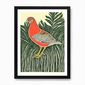 Partridge Linocut Bird Art Print