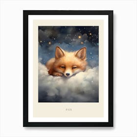 Baby Fox 8 Sleeping In The Clouds Nursery Poster Art Print