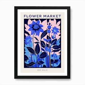 Blue Flower Market Poster Bee Balm 3 Art Print