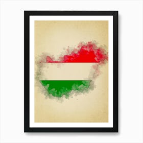 Hungary Flag Vintage Art Print