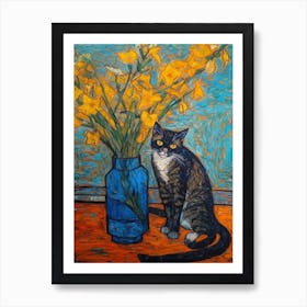 Still Life Of Bird Of Paradise With A Cat 4 Art Print