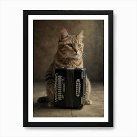 Accordion Cat Art Print