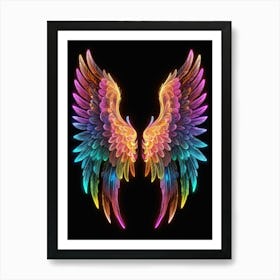 Neon Angel Wings 30 Art Print