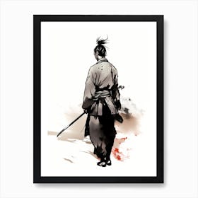 Japanese Samurai Warrior Sumi-e Art Print