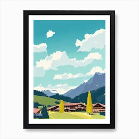 Adelboden, Switzerland Midcentury Vintage Skiing Poster Art Print