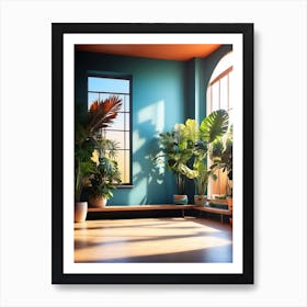 Warm Colors Corner with Plants Art Print
