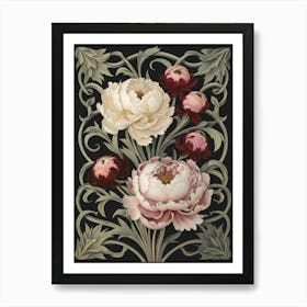 Peonies William Morris Style 1 Art Print