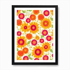 Sunflower Floral Print Retro Pattern 1 Flower Art Print