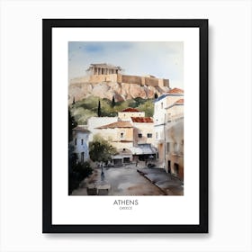 Athens Watercolour Travel Poster 3 Art Print