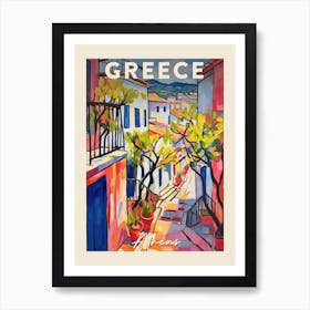 Athens Greece Fauvist Painting  Travel Poster Art Print