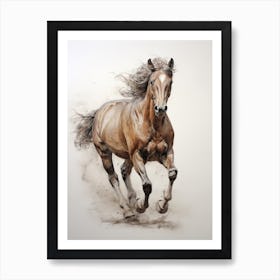 A Horse Painting In The Style Of Dry On Dry Technique 1 Art Print