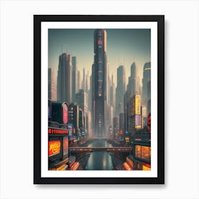 Retro-futuristic Cityscape Art Print