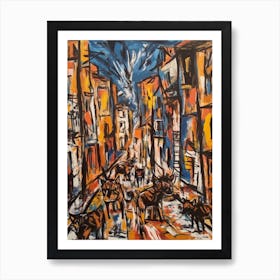 Painting Of A Havana With A Cat In The Style Of Abstract Expressionism, Pollock Style 2 Art Print