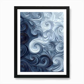 Abstract - Blue And White Swirls Art Print