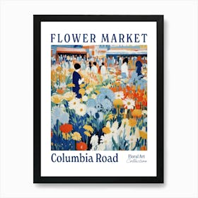 Flower Market Columbia Road Blue Art Print