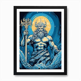 Poseidon With Trident Pop Art Art Print