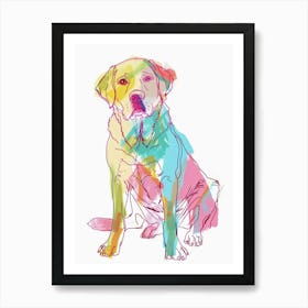 Pastel Labrador Dog Watercolour Line Illustration 2 Art Print